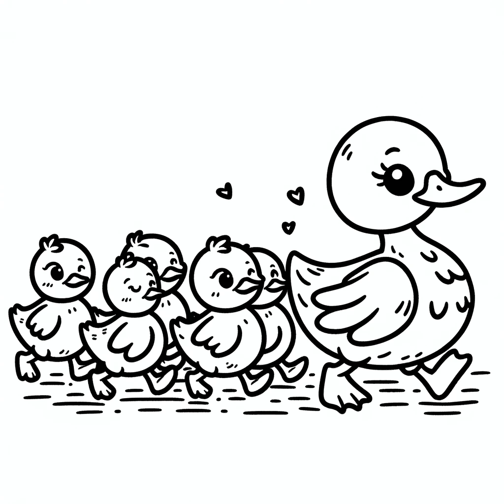 Mother Duck and Ducklings - Creative Coloring World