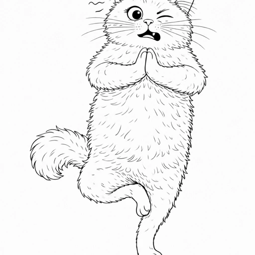 Funny Cat Coloring Page 36