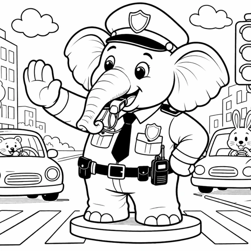 Funny Elephant Coloring Page 12