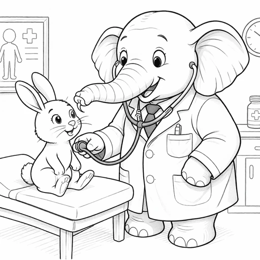 Funny Elephant Coloring Page 13