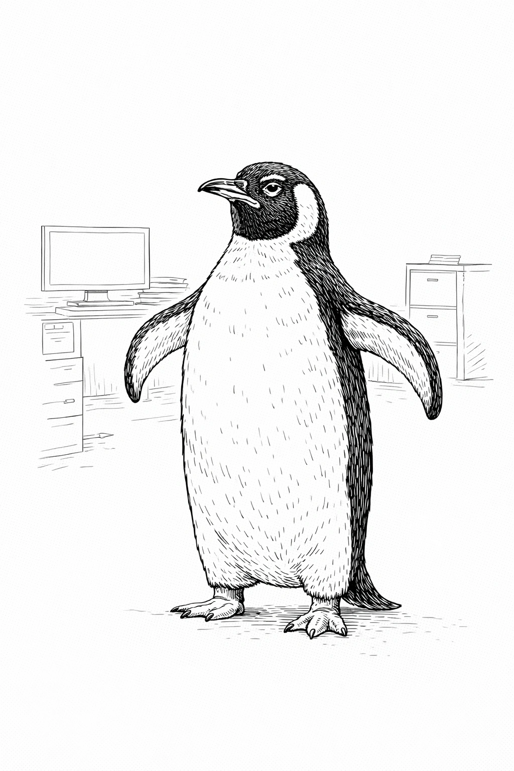 Funny Penguin Coloring Page 4