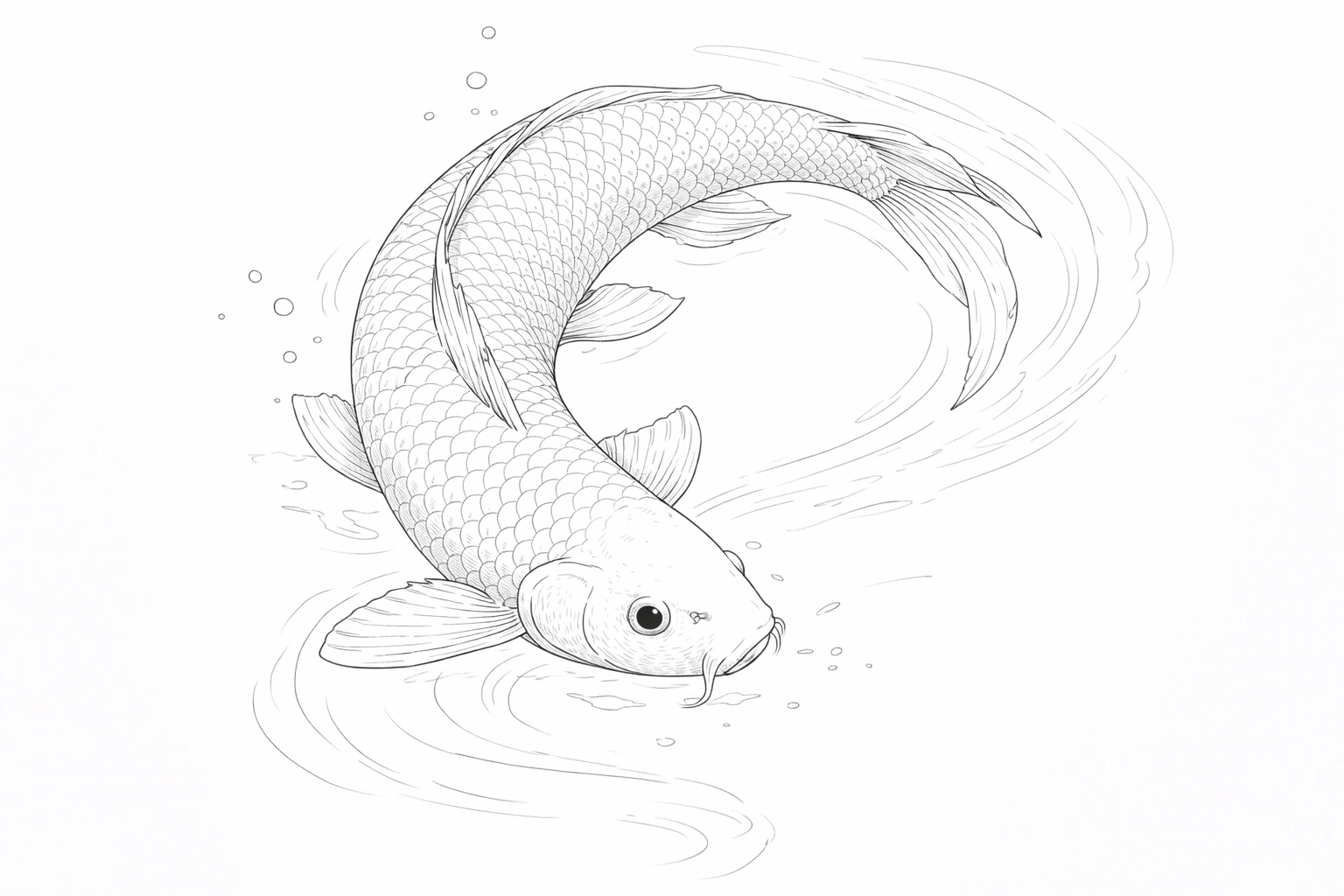 Two Koi Fish Circle Coloring Page