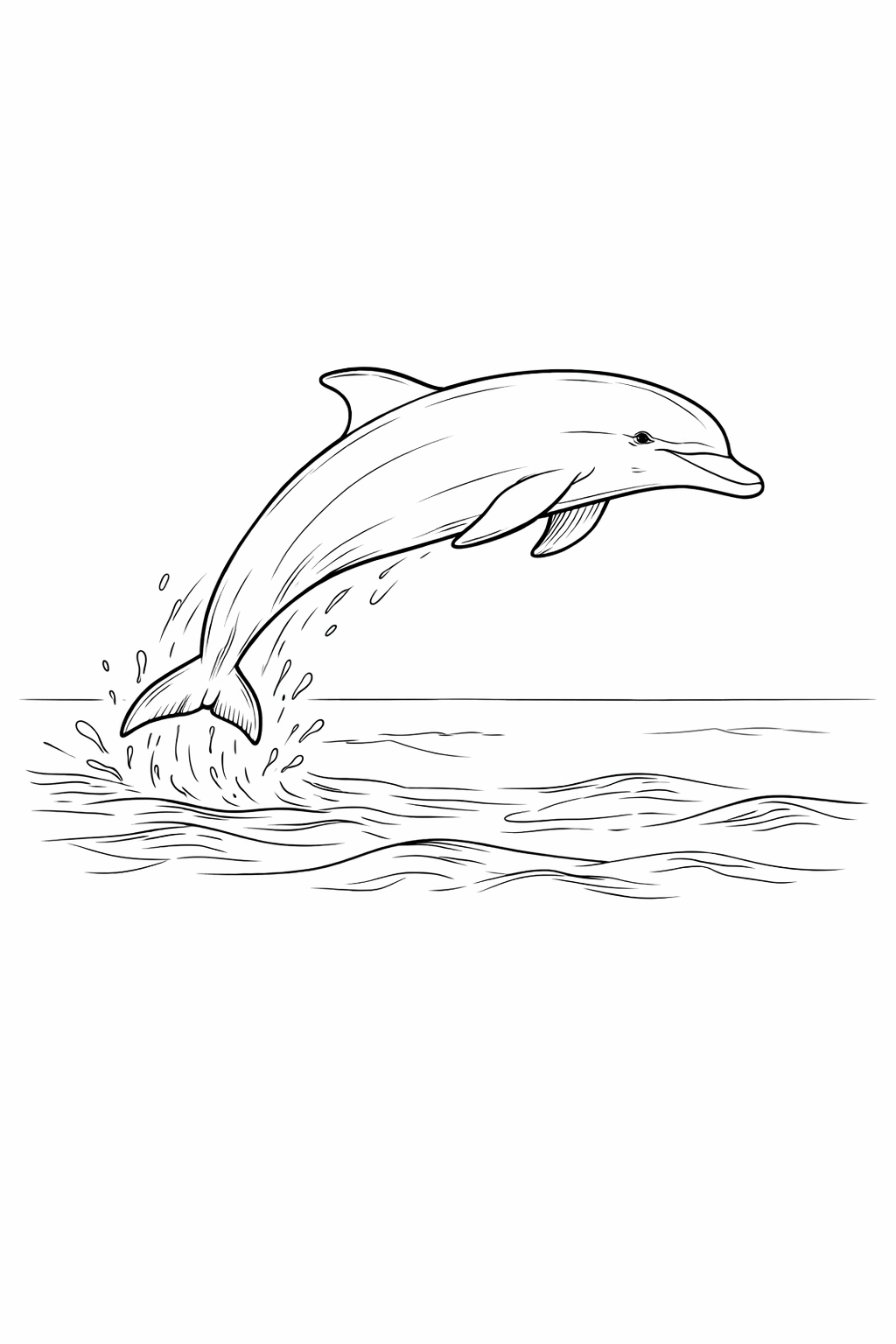 Dolphin Jumping Out of Water Coloring Page