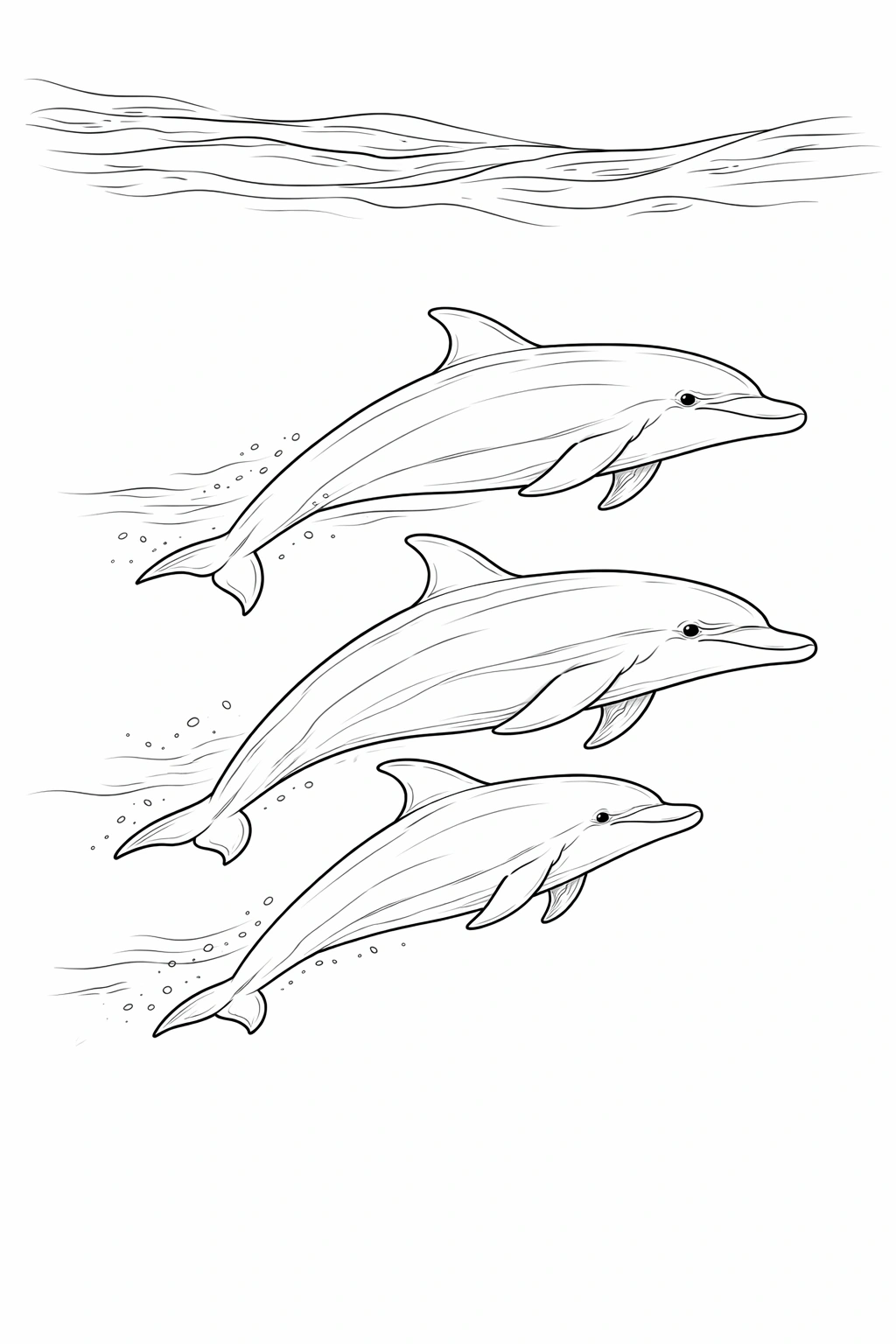 Three Dolphins Coloring Page