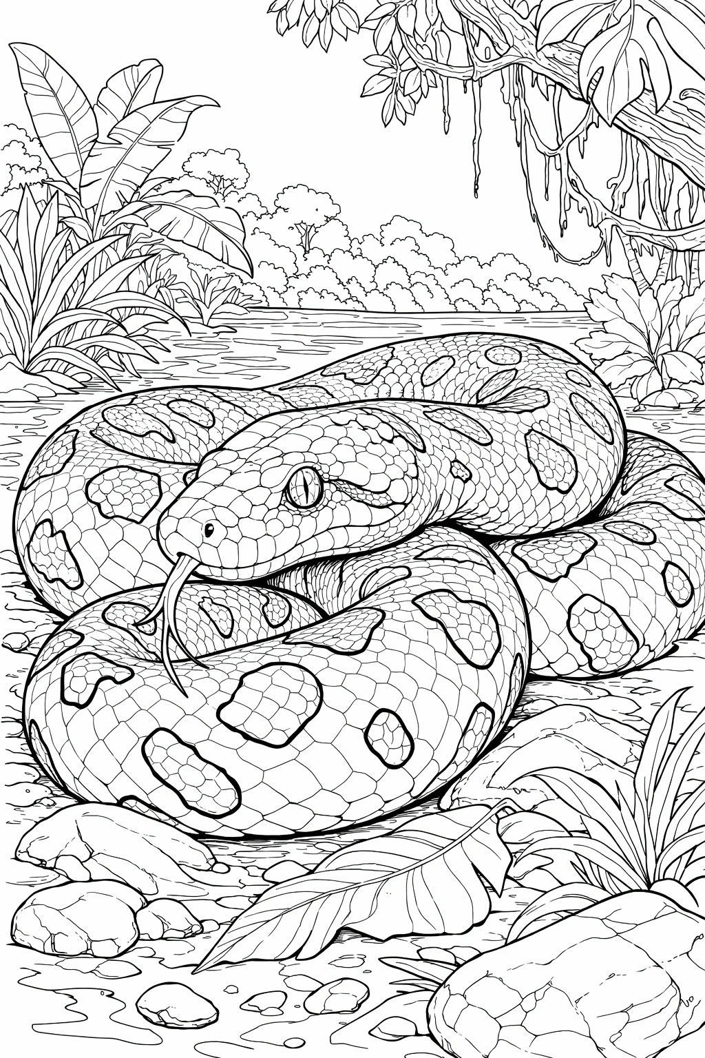 detailed anaconda coloring page