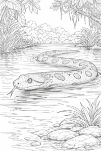 anaconda coloring page by water