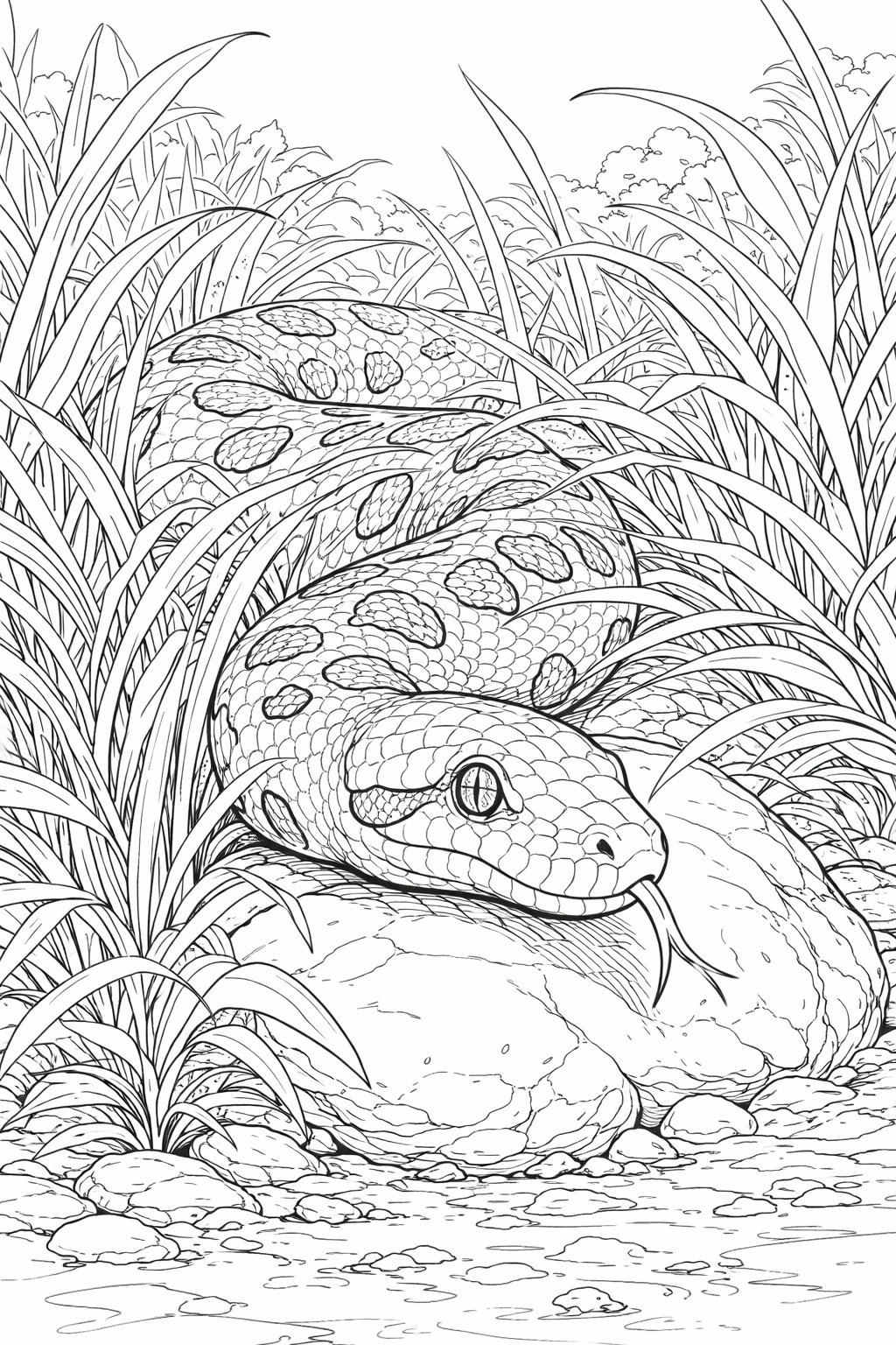 anaconda in jungle coloring page