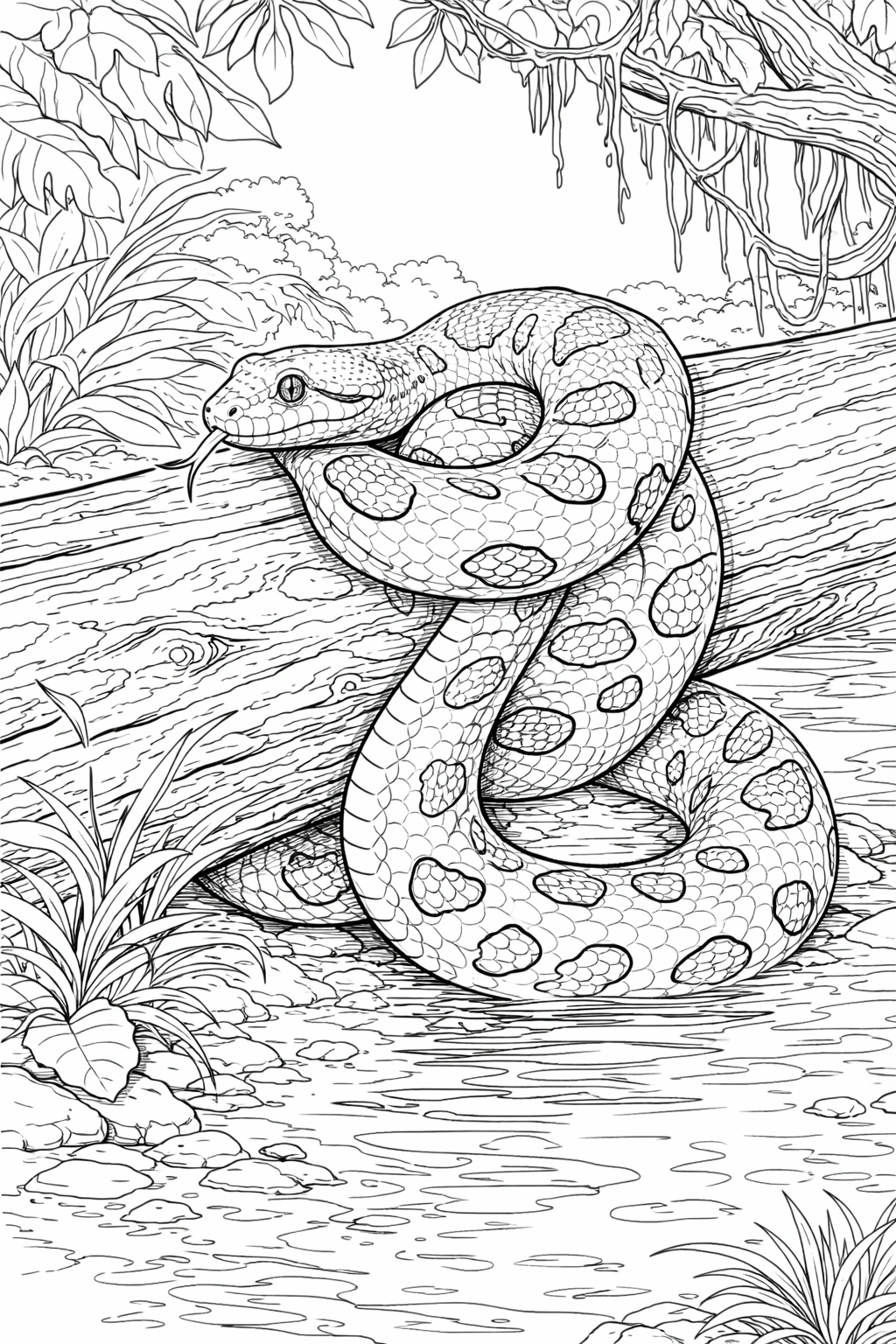 anaconda resting coloring page