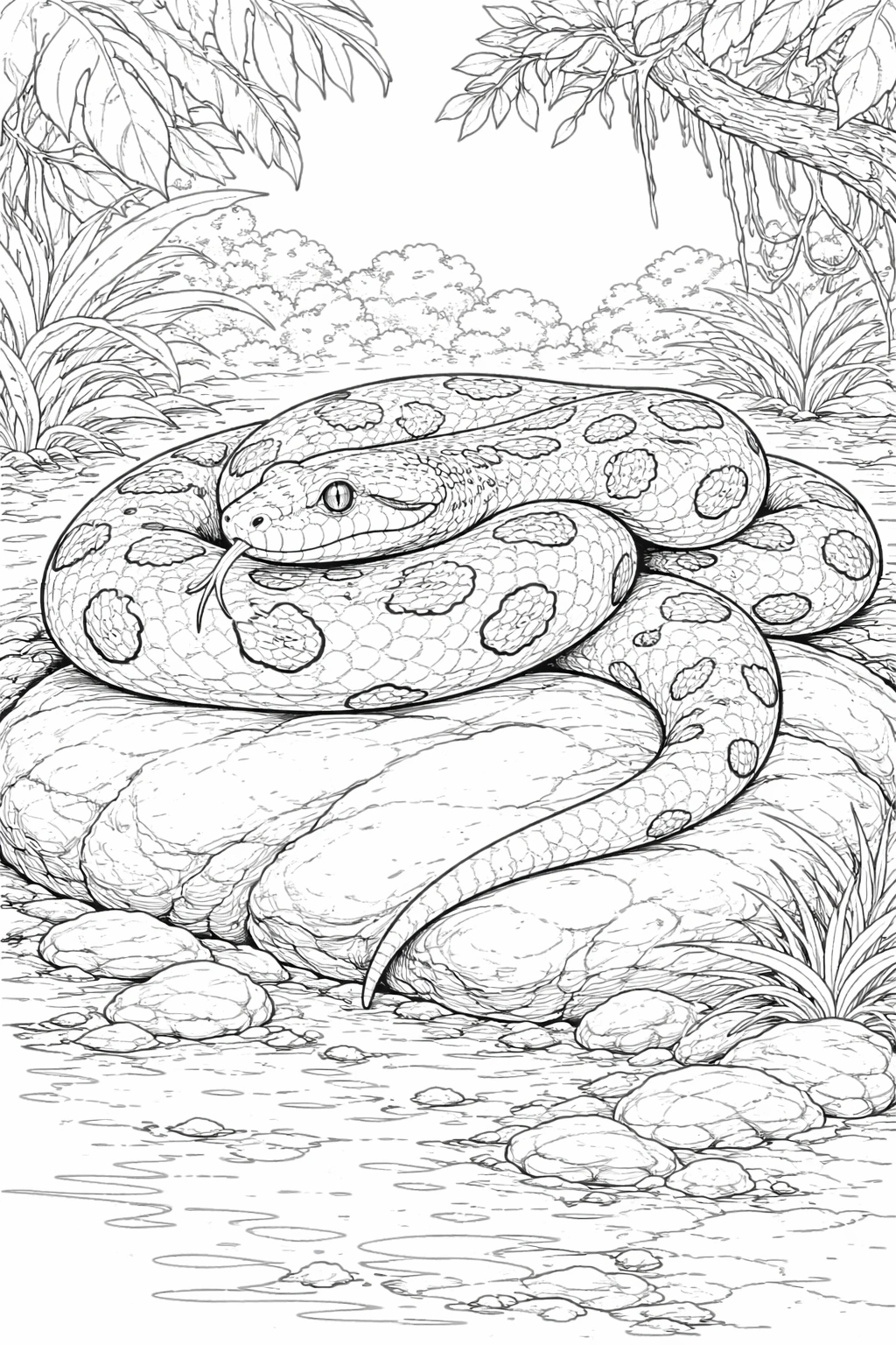 realistic anaconda coloring page