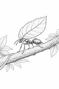 ant on branch coloring page