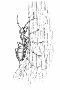 ant climbing tree coloring page
