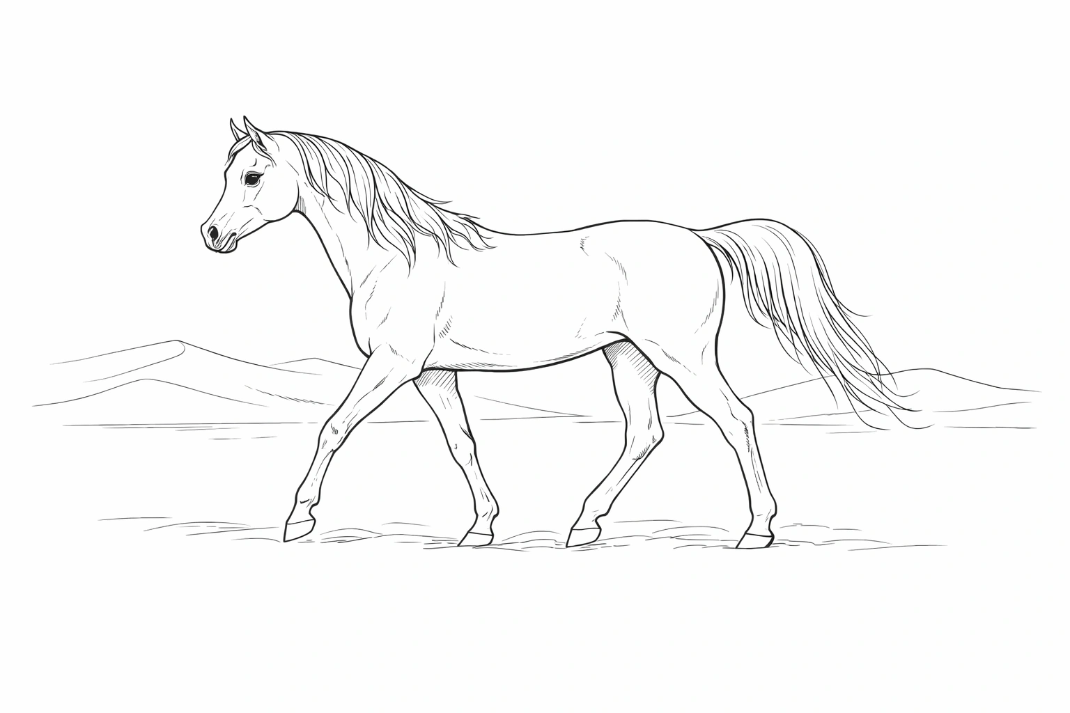 Arabian Horse Walking Coloring Page