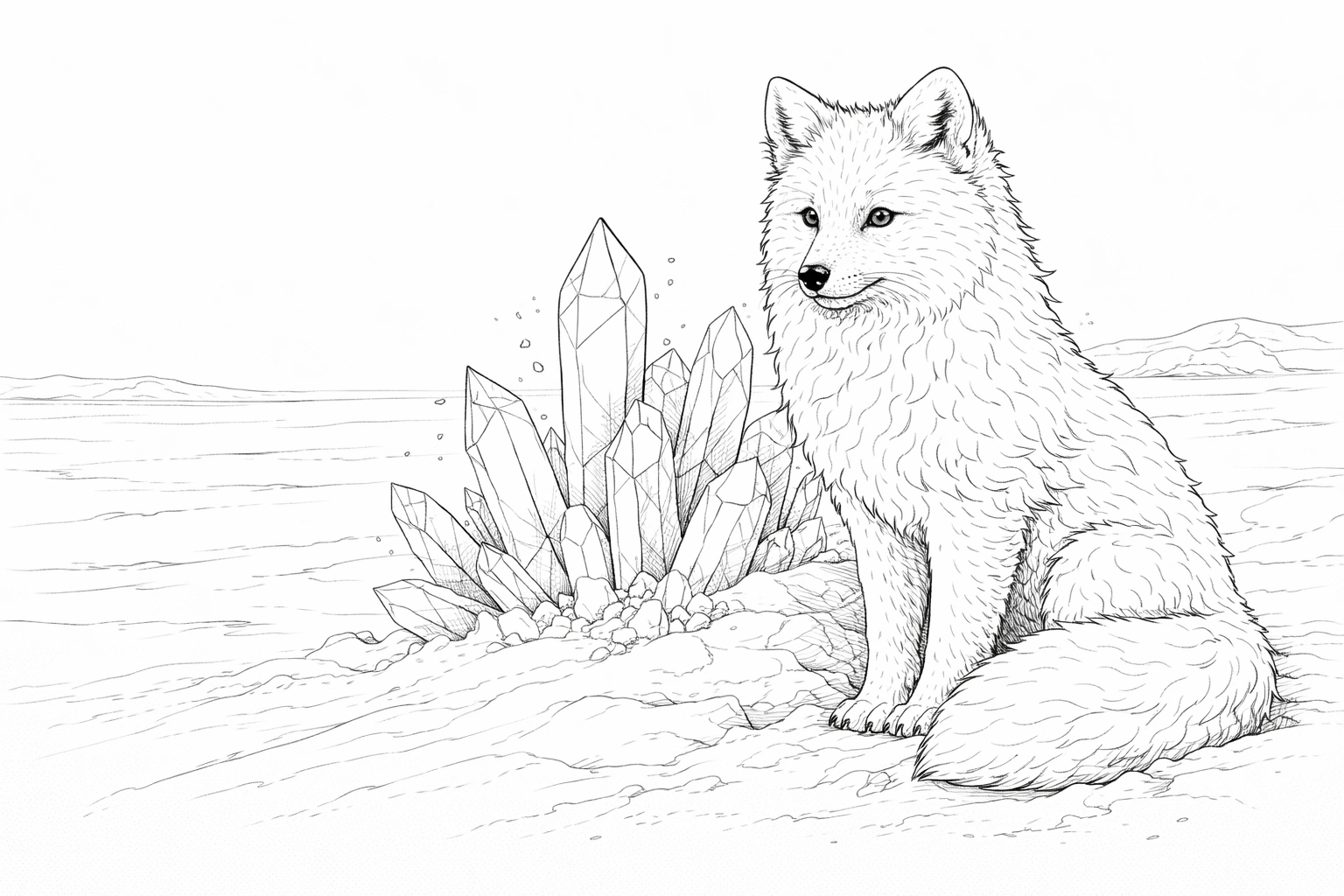 Arctic Fox by Crystal Rocks Coloring Page