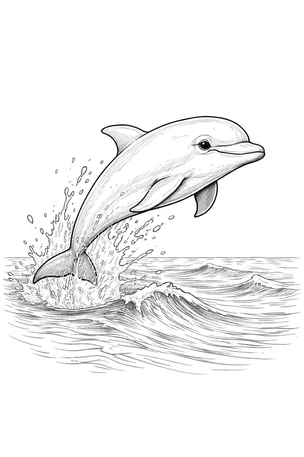 Baby Dolphin Jumping Coloring Page