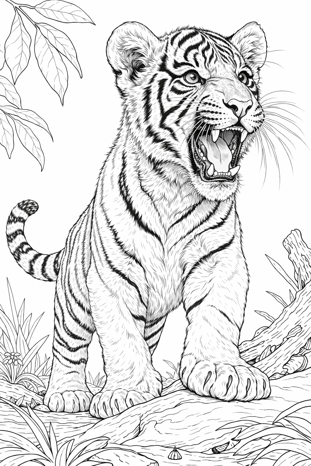 Baby Tiger Standing Coloring Page