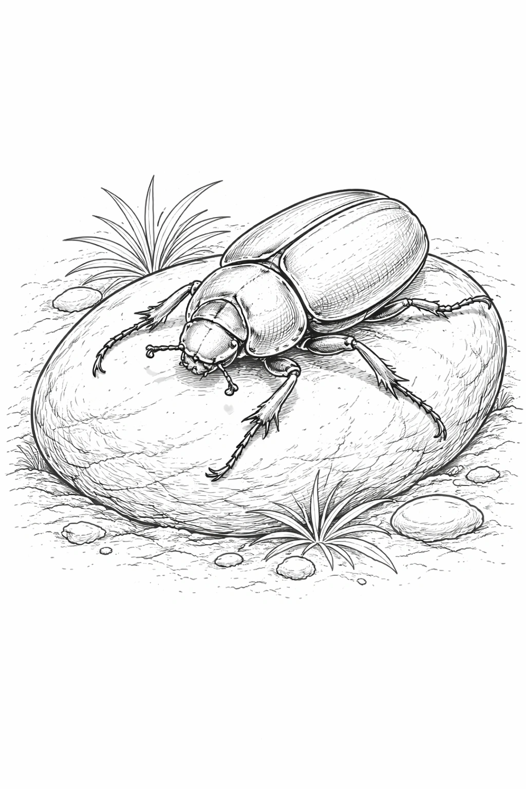 beetle on stone coloring page