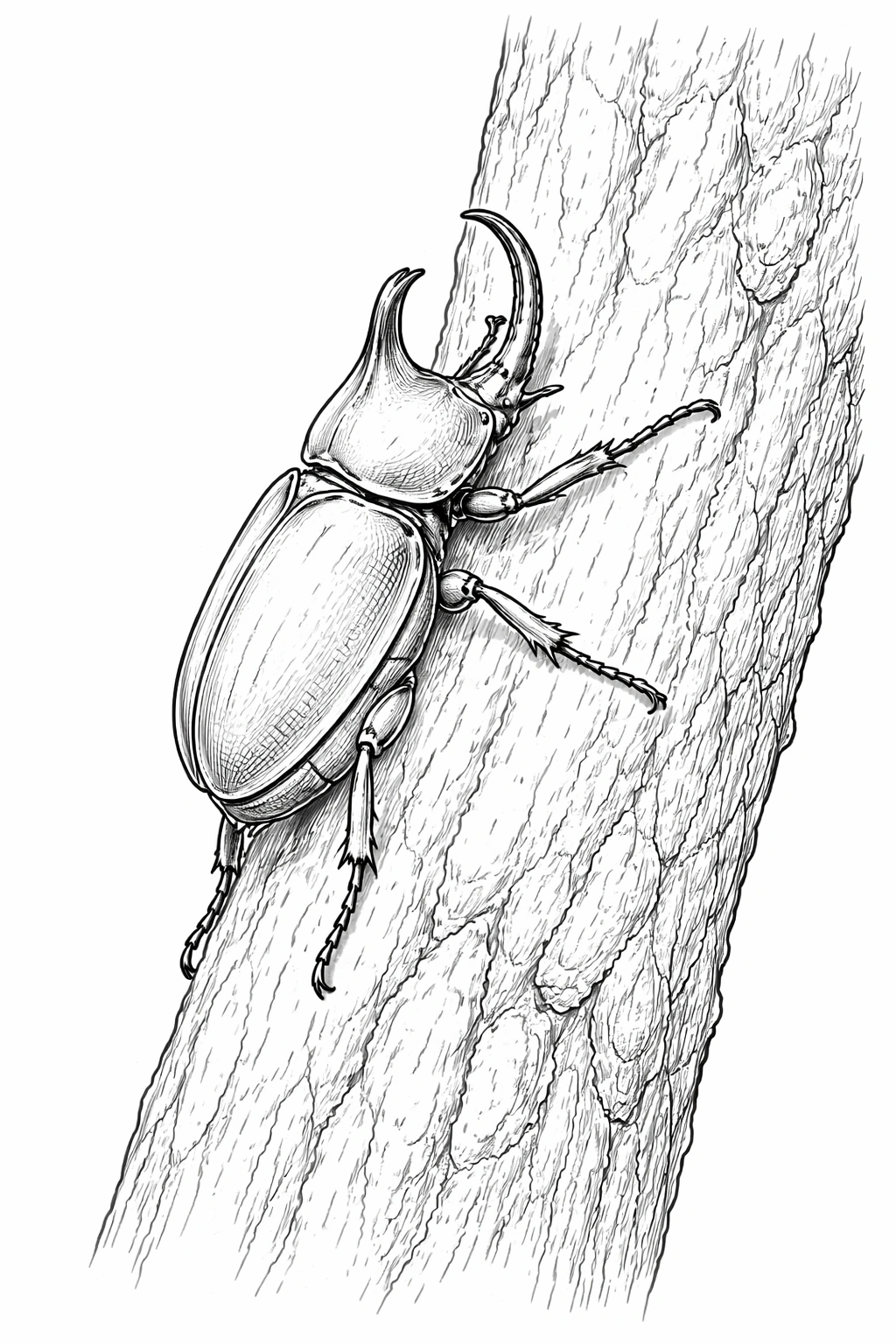beetle climbing tree coloring page