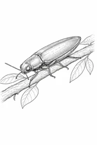 beetle on branch coloring page