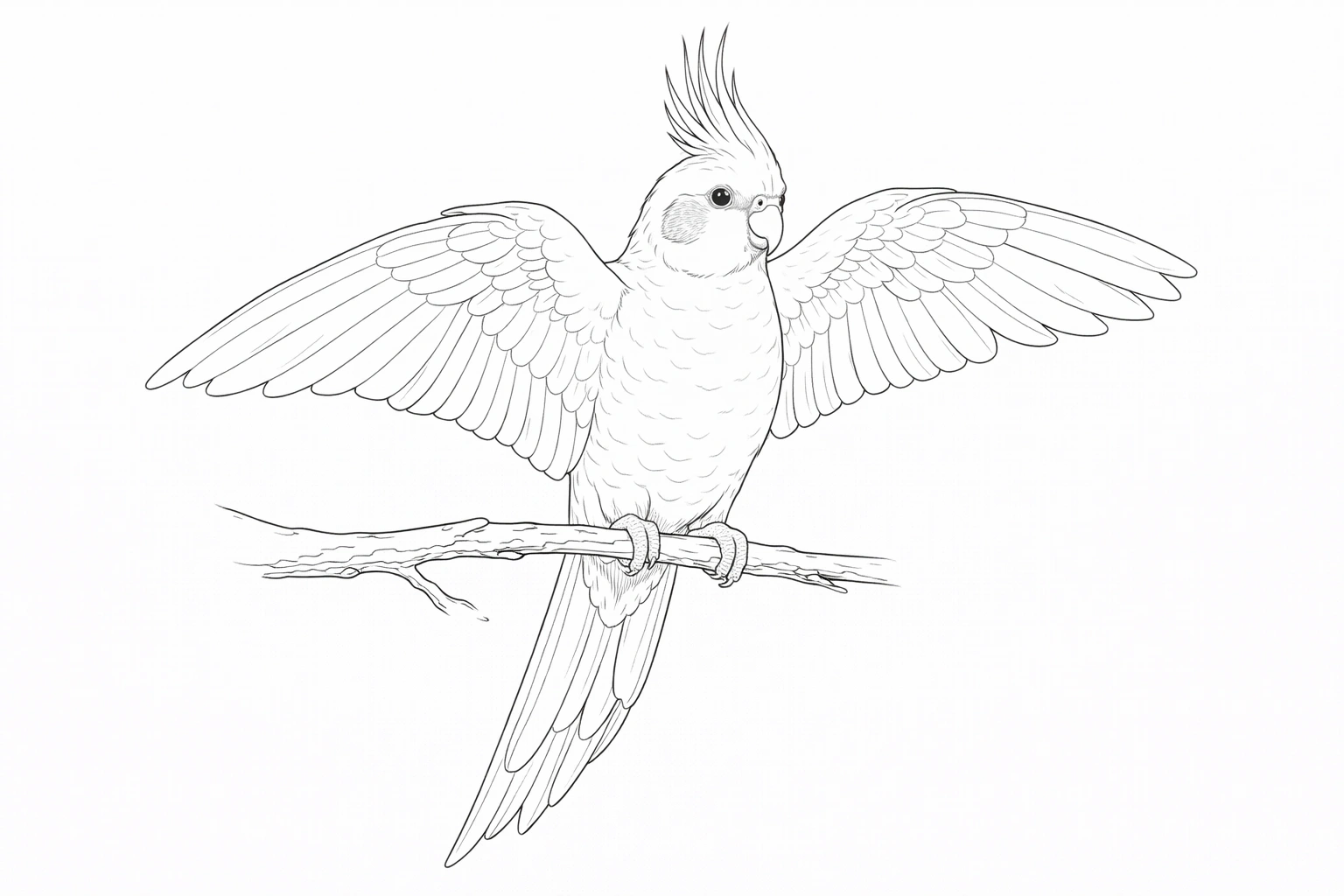 Cockatiel with Open Wings Coloring Page