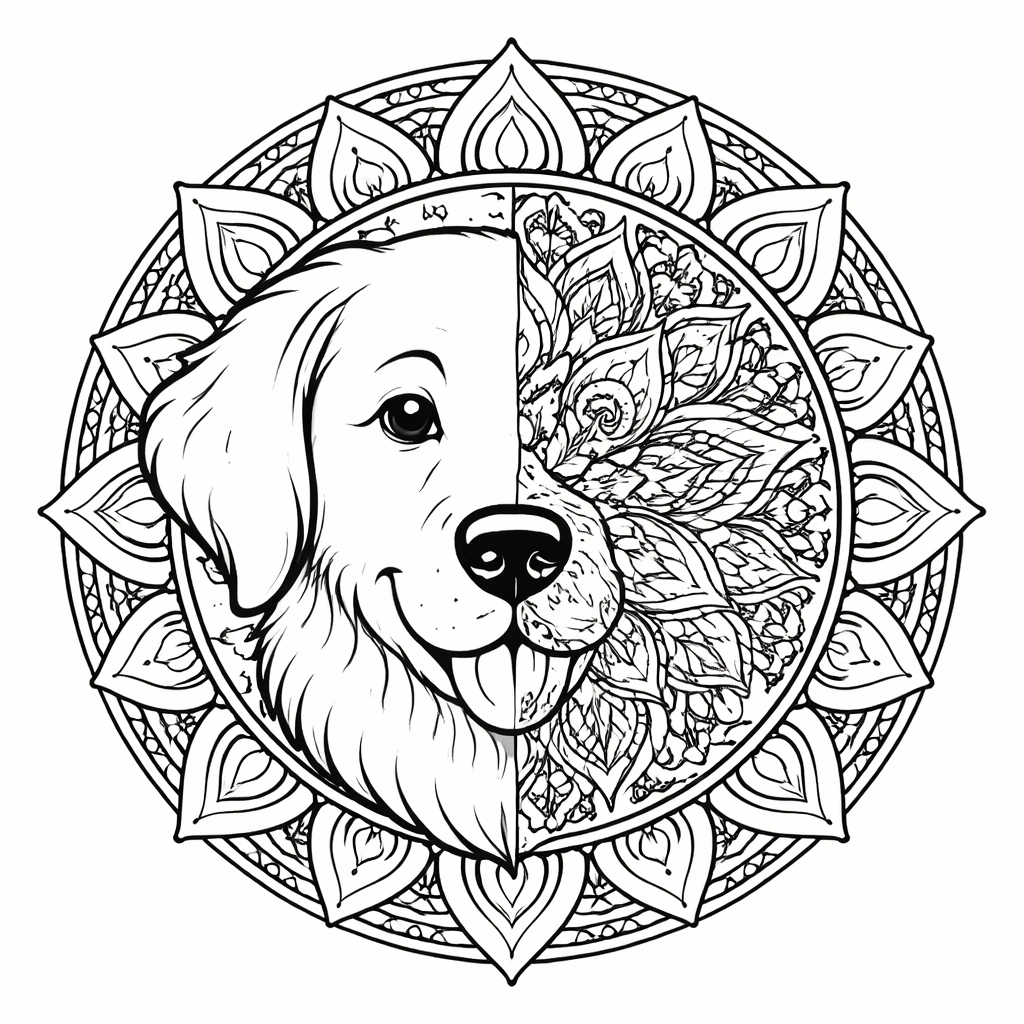 Dog Mandala Coloring Image 2