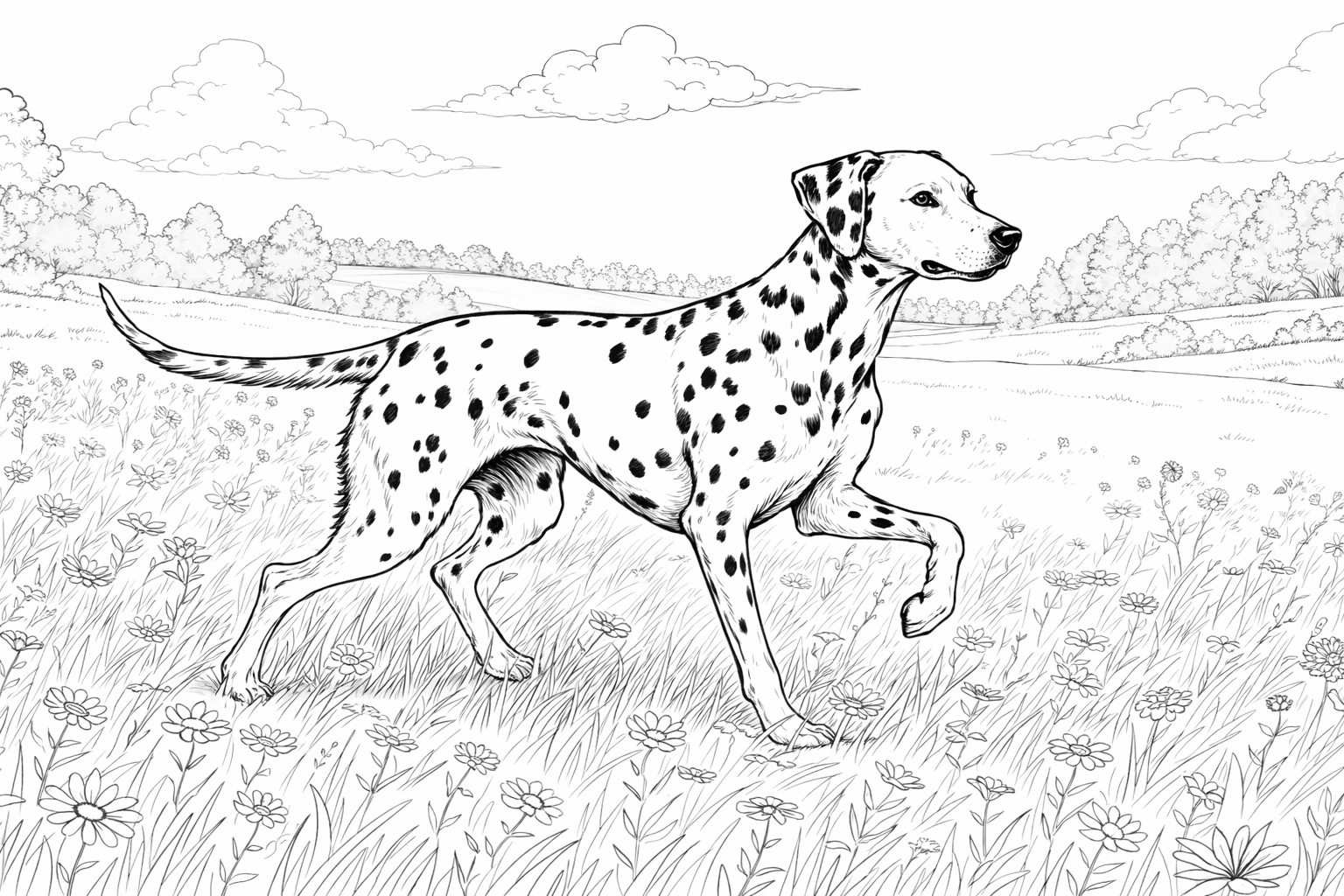 Walking Dog Coloring Page