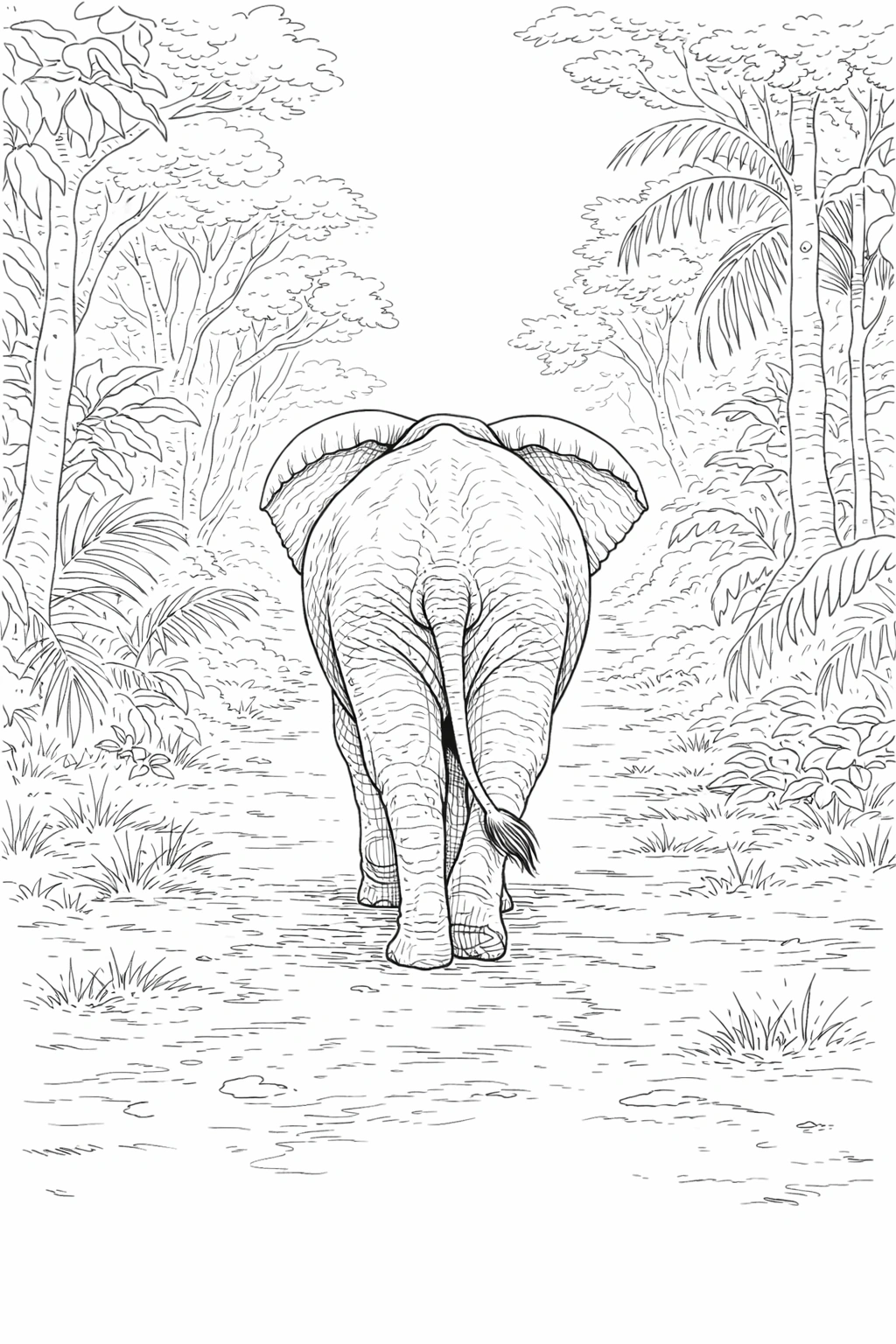 Elephant Back View Coloring Page