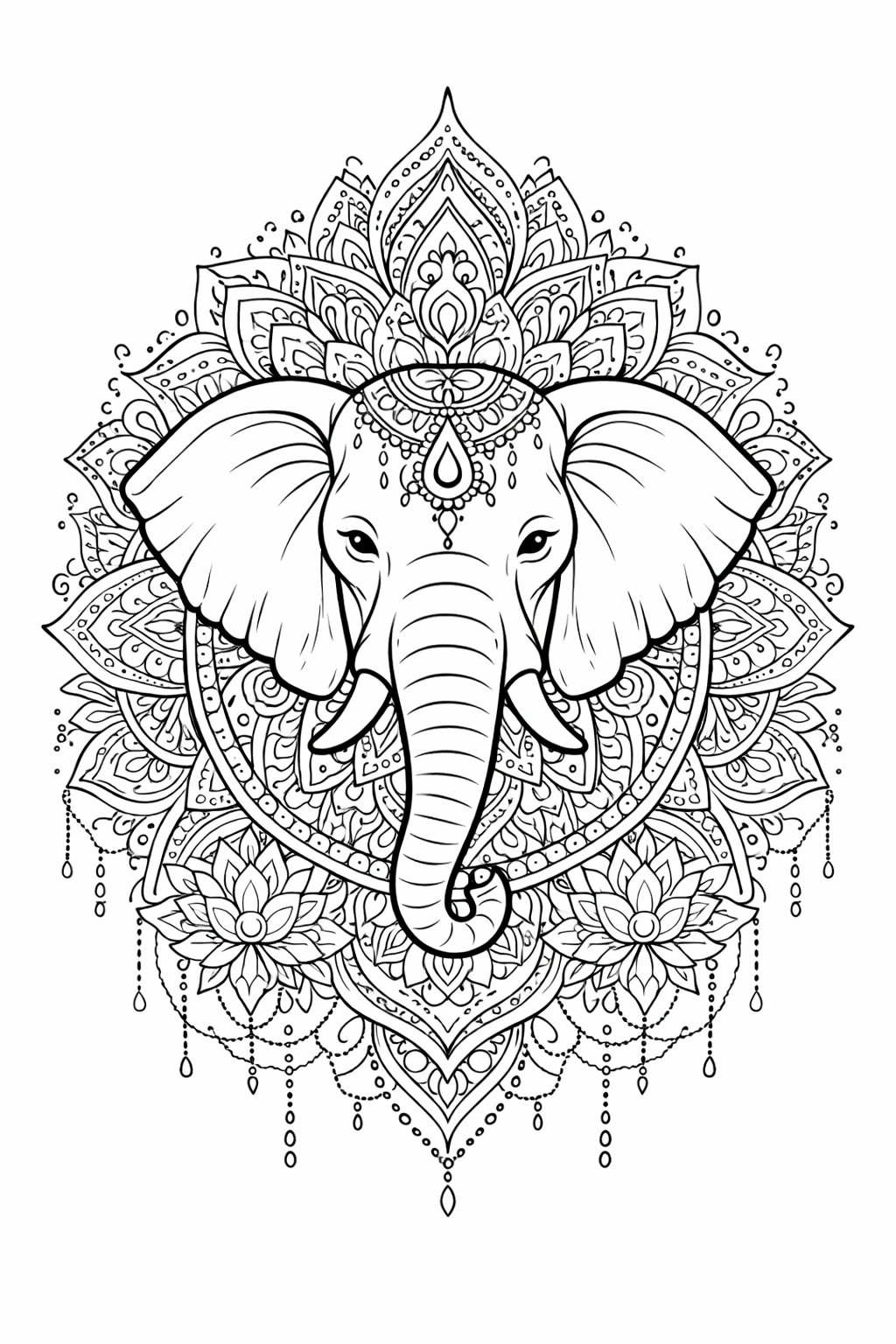 Elephant Mandala Coloring Image 4