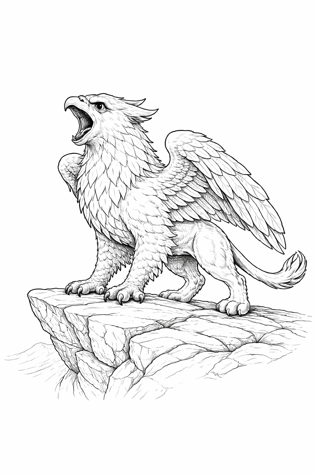 Roaring Griffin on Rock Coloring Page