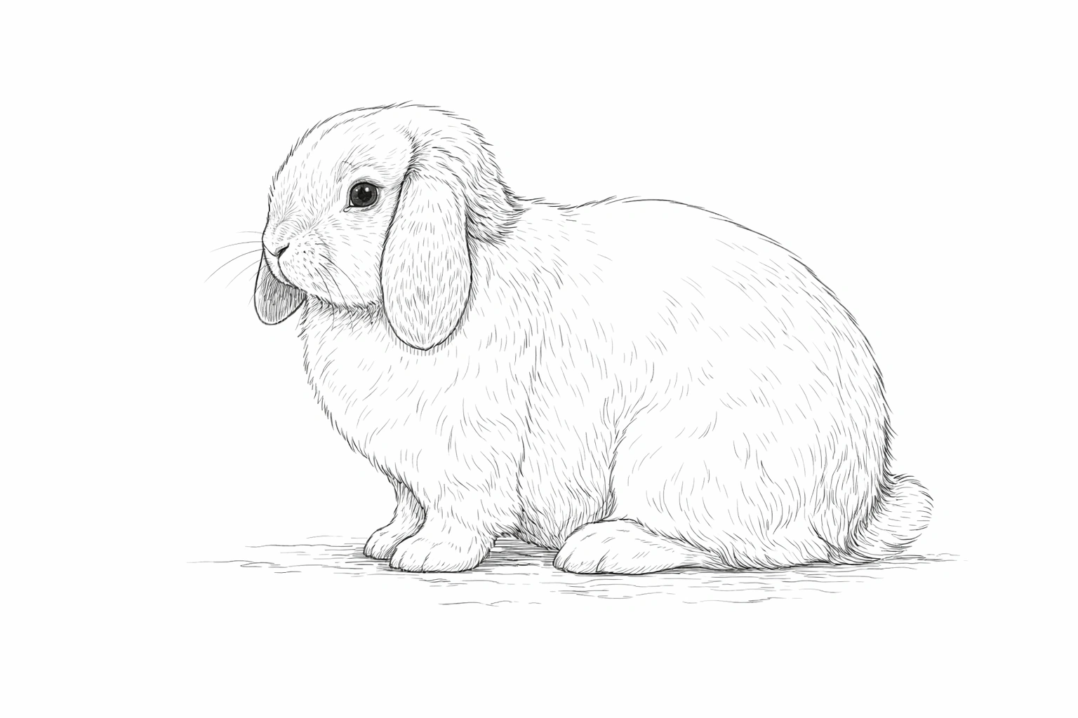 Holland Lop Rabbit Sitting Coloring Page