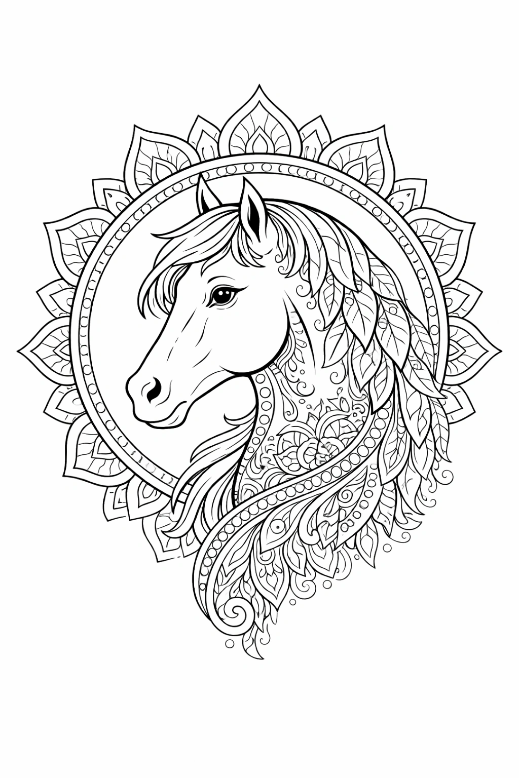 Horse Mandala Coloring Image 3