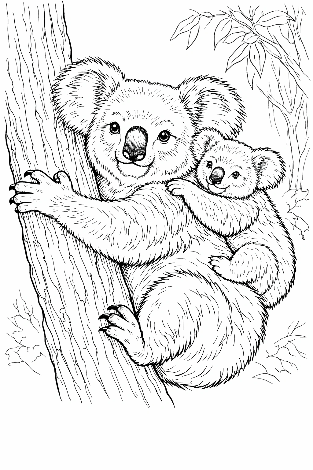 Koala on Branch Coloring Page