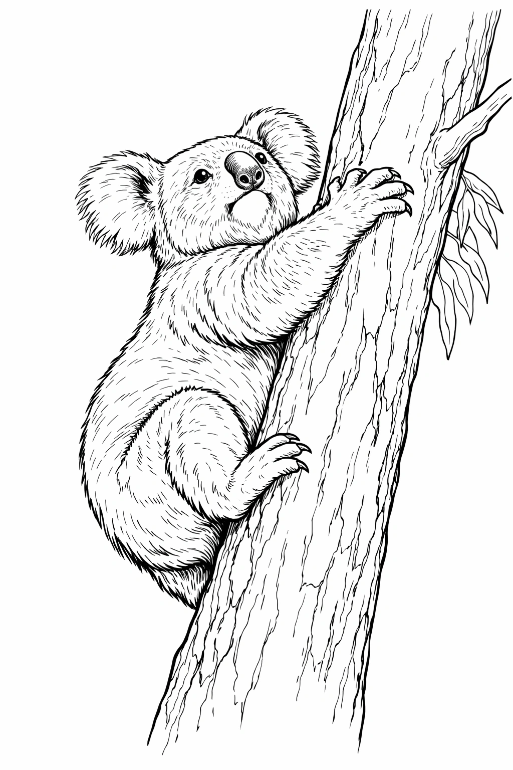Koala Climbing Tree Coloring Page