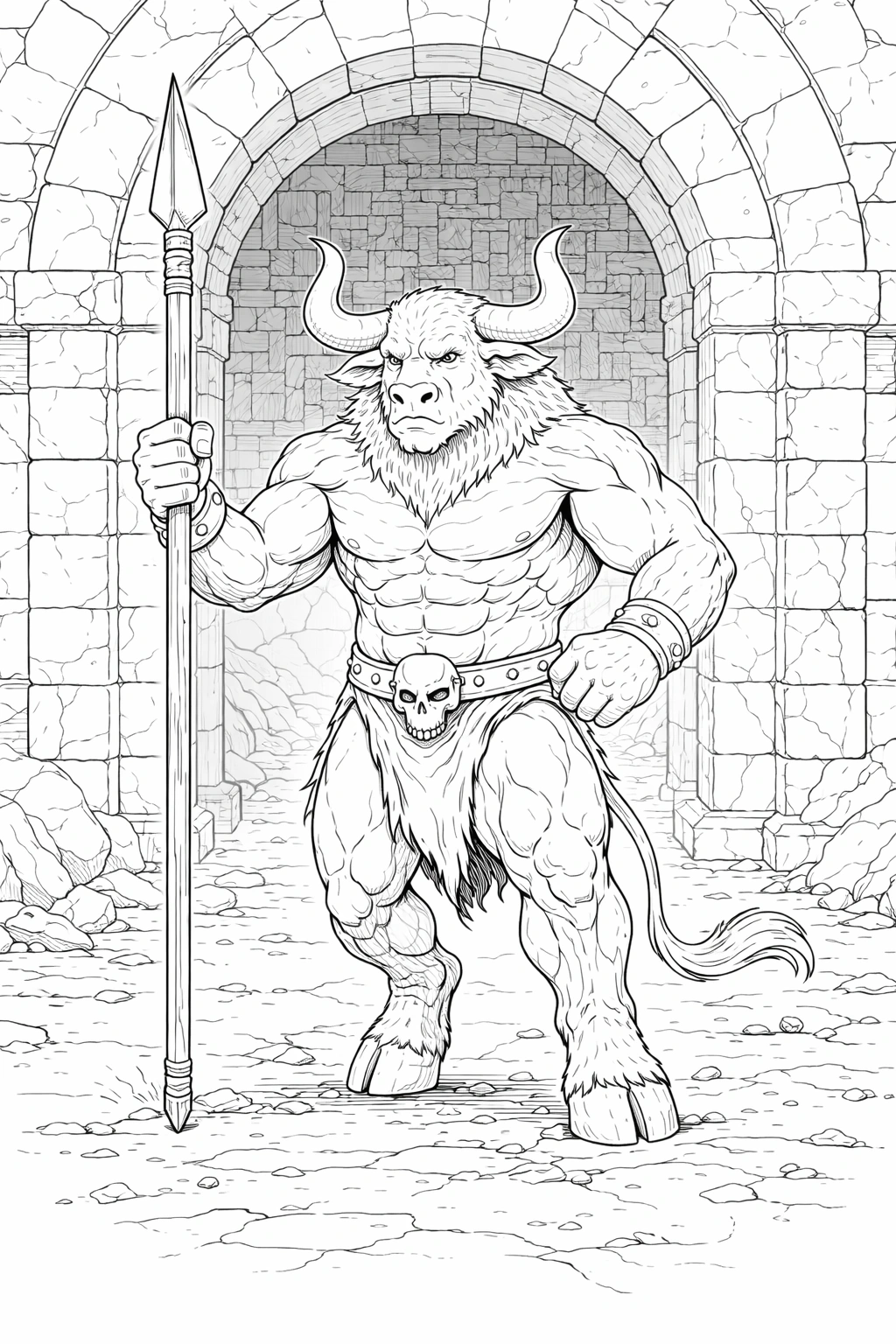 Minotaur at Gate Coloring Page