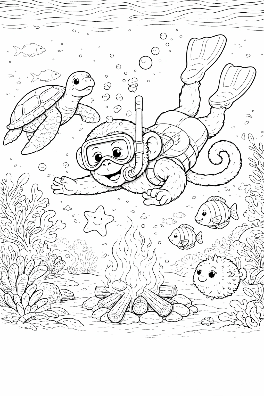Astronaut Monkey Coloring Page