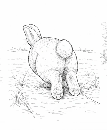 Netherland Dwarf Rabbit Back View Coloring Page