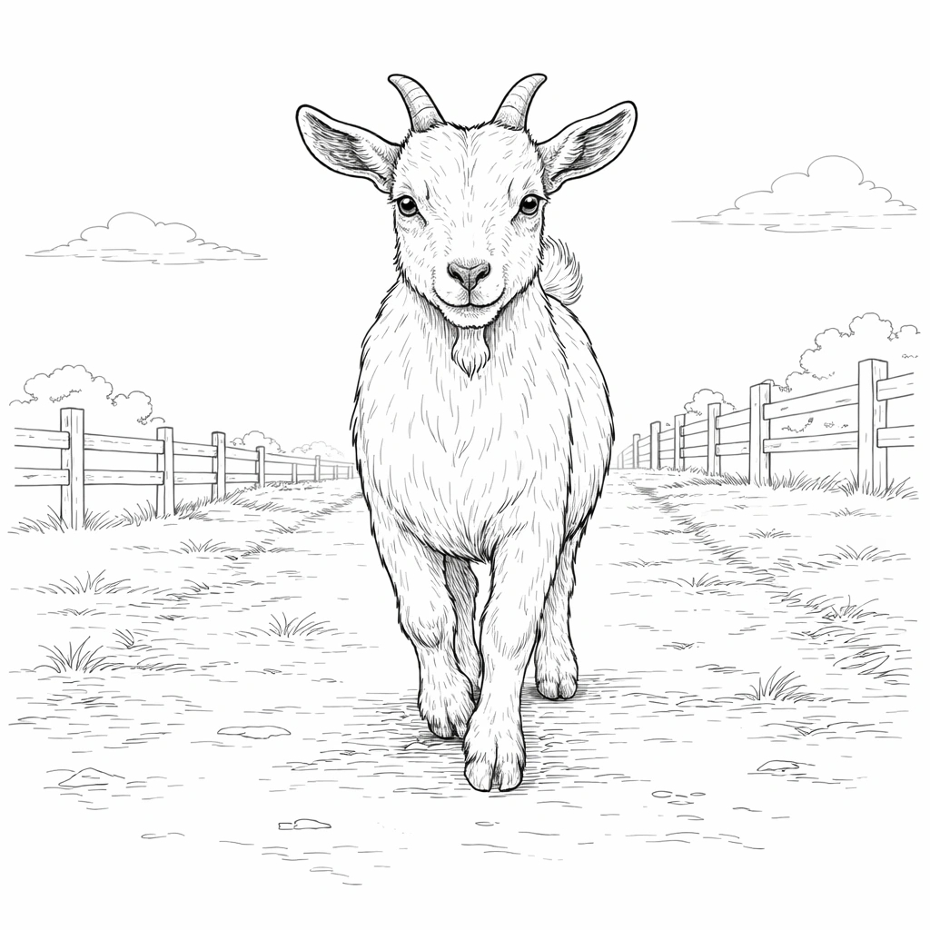 Nigerian Dwarf Goat Walking Coloring Page