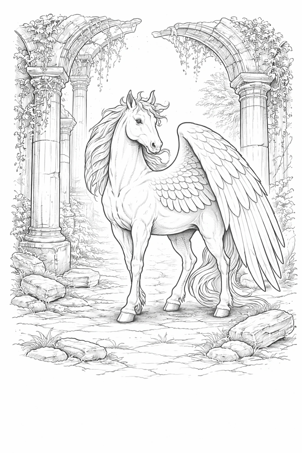 Pegasus by Columns Coloring Page