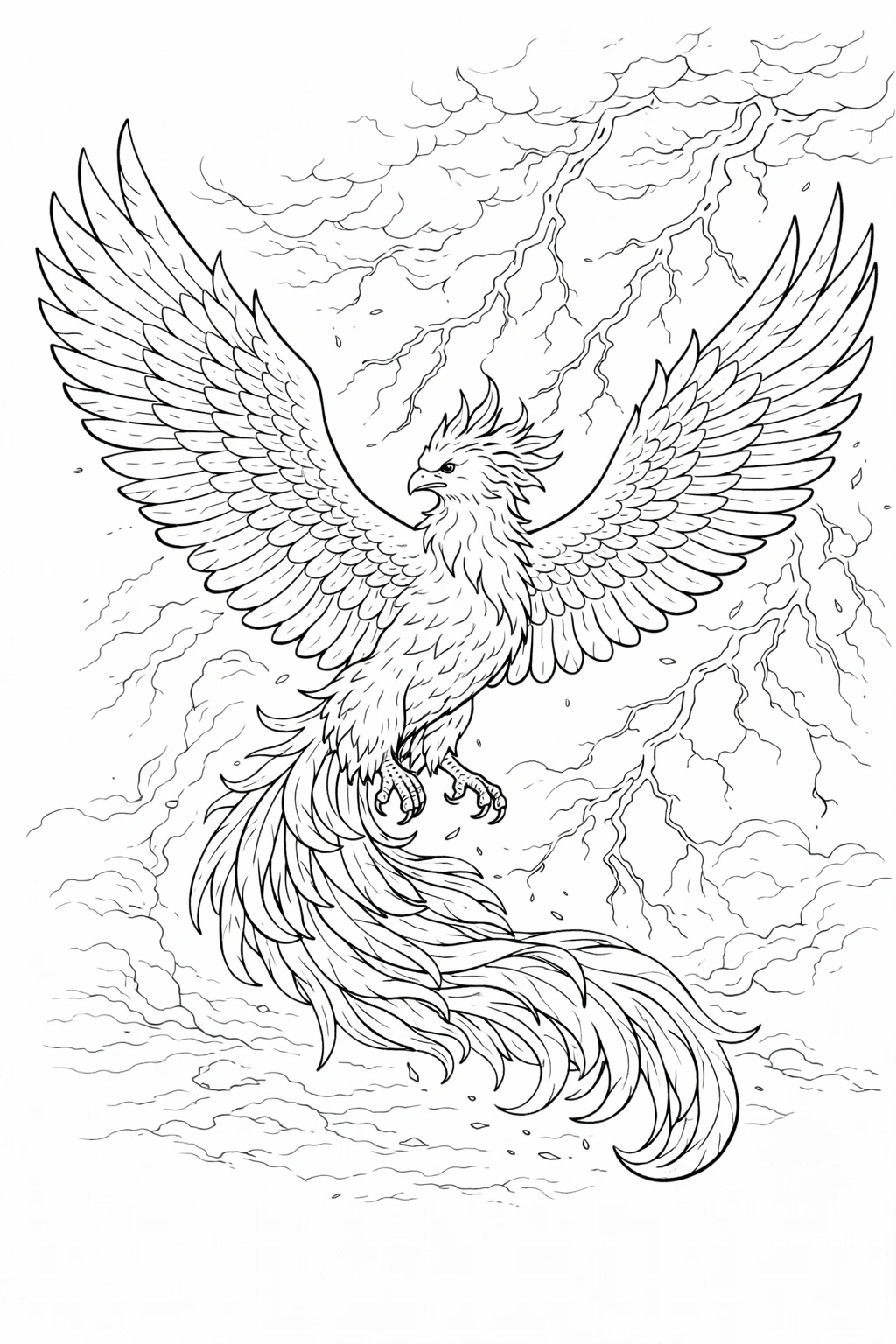 Flying Phoenix Coloring Page