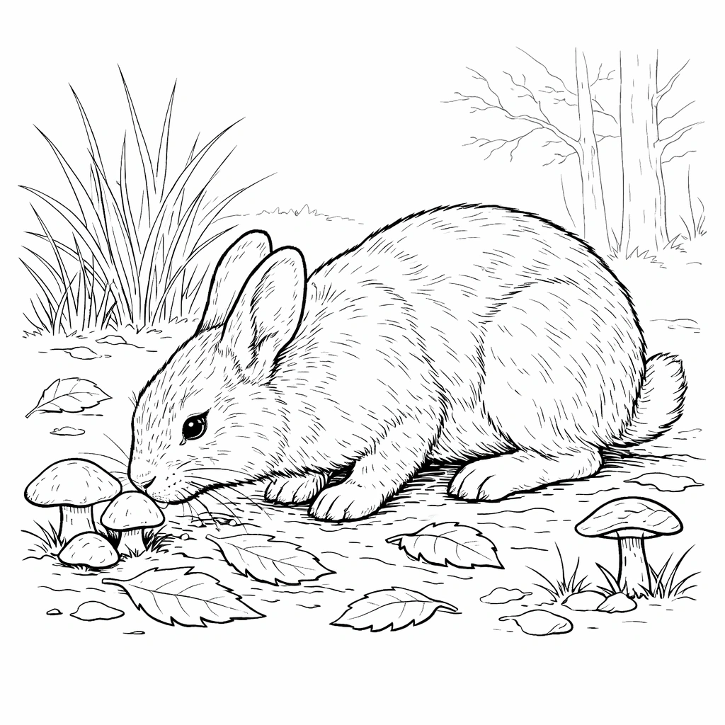 Rabbit Foraging Coloring Page