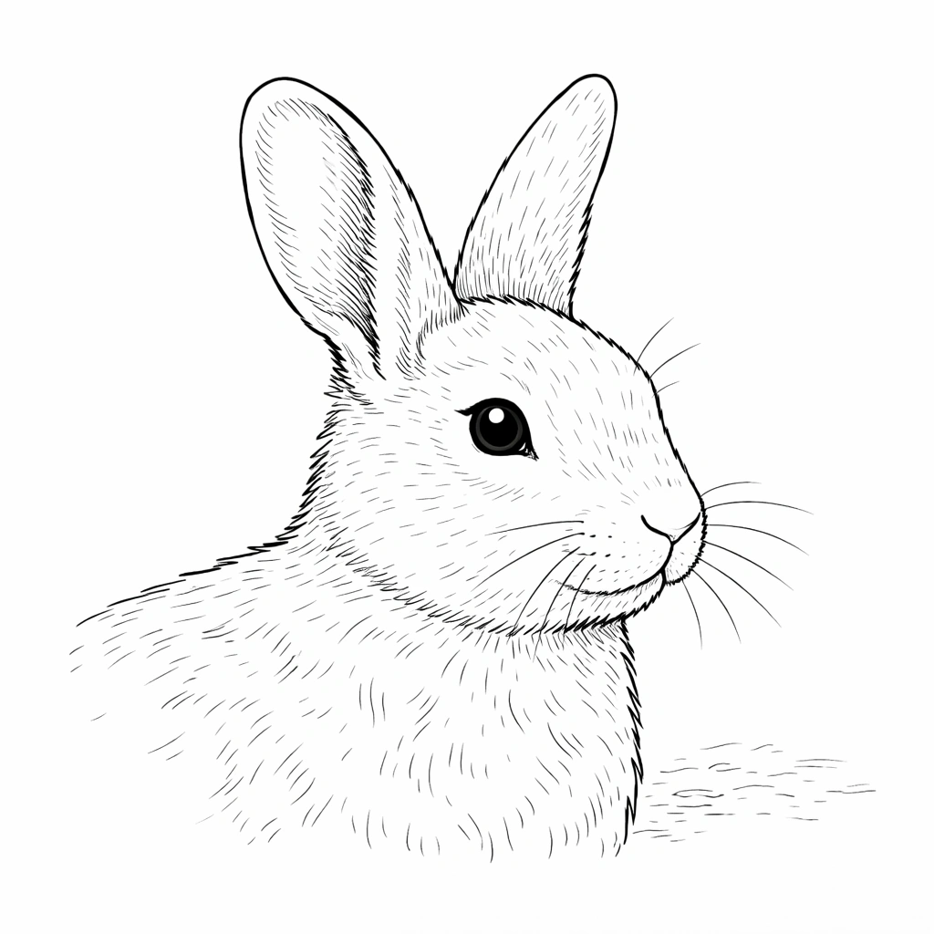 Rabbit Face Close-Up Coloring Page