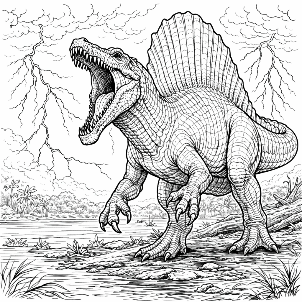 Roaring Spinosaurus Coloring Page