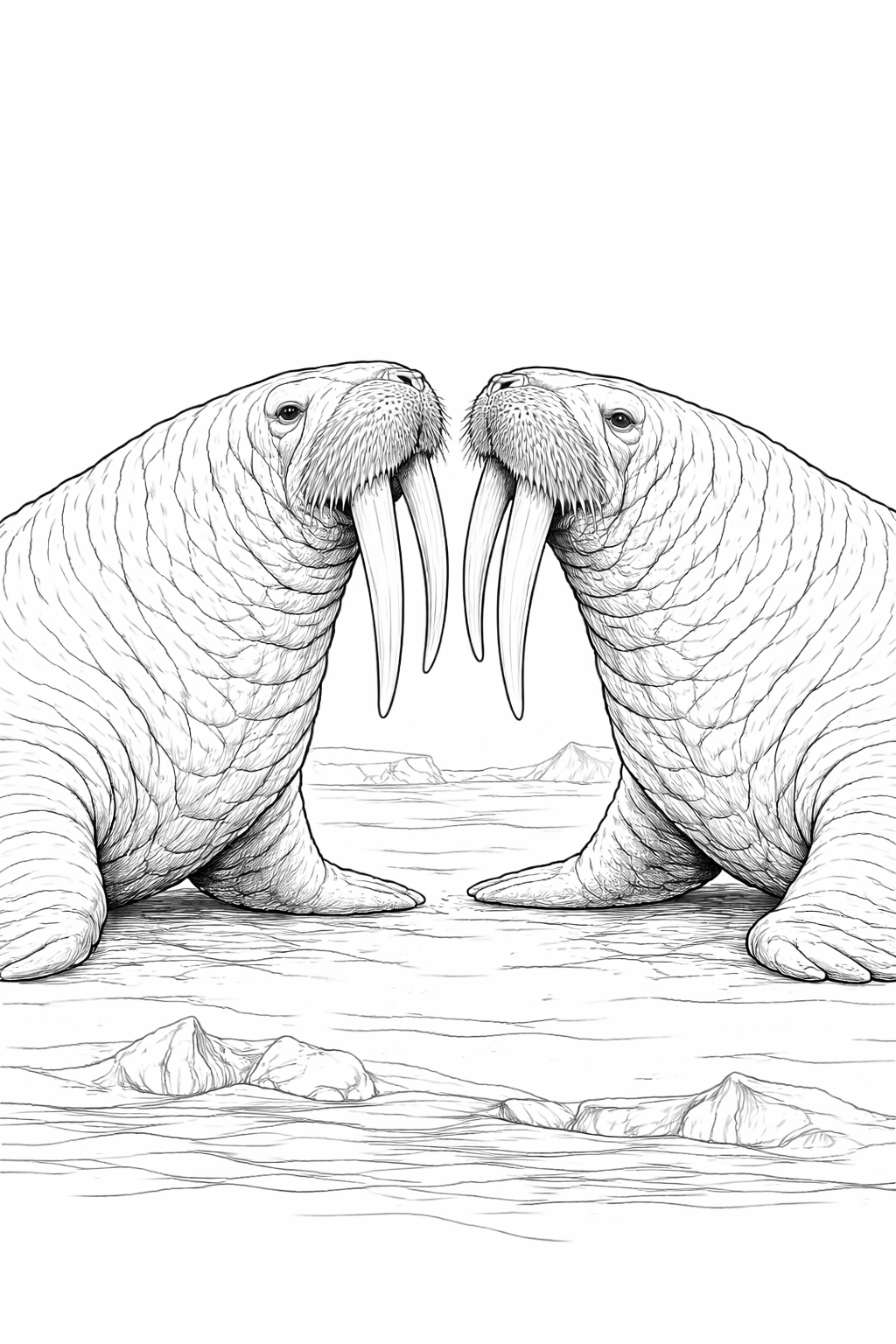 Two Walruses Coloring Page