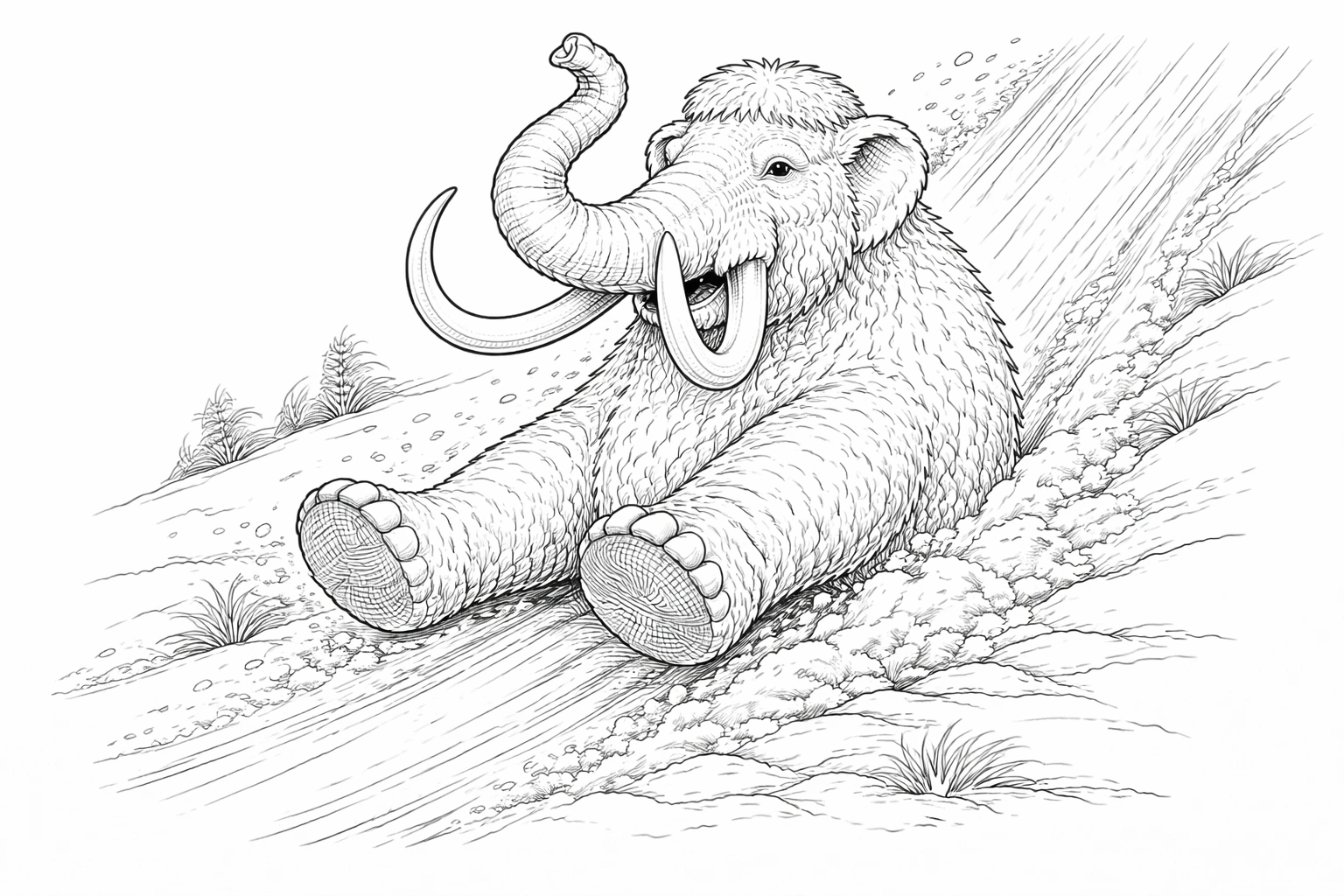 Cute Woolly Mammoth Coloring Page
