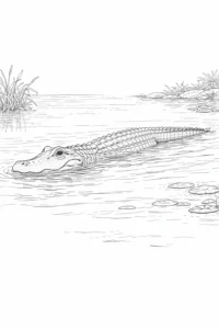 resting alligator coloring page