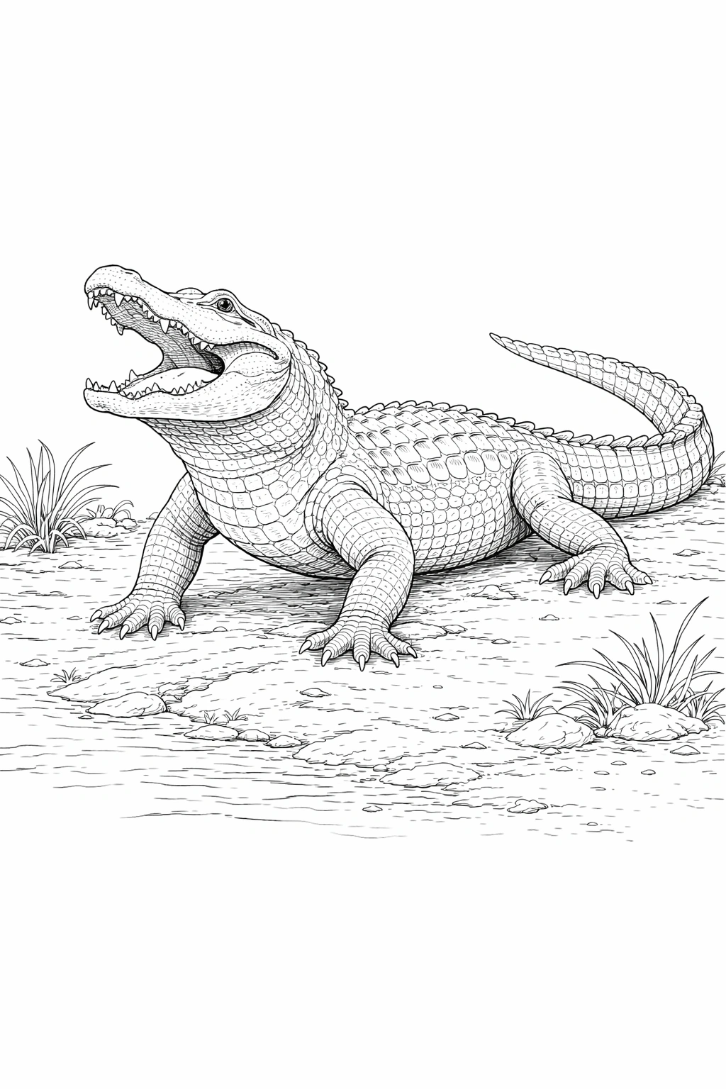 Detailed Alligator Coloring Page