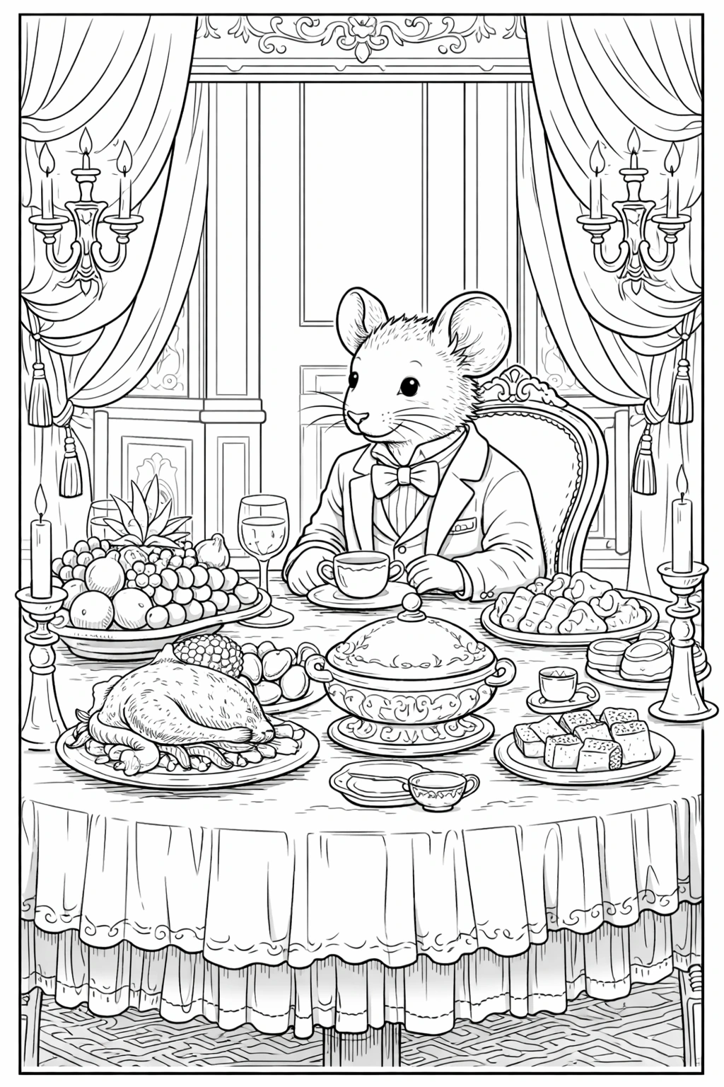 Mouse Banquet Table Coloring Page