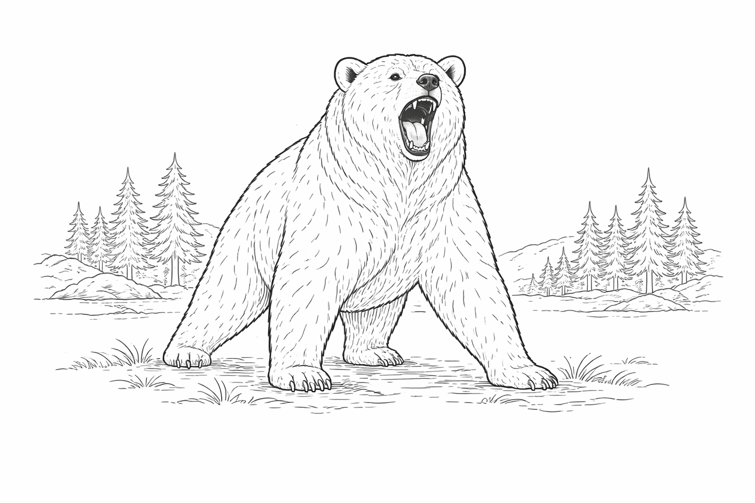 Roaring Bear Coloring Page