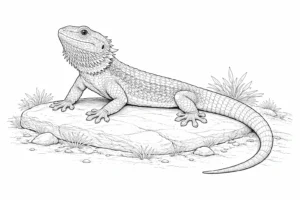 bearded dragon on rock coloring page