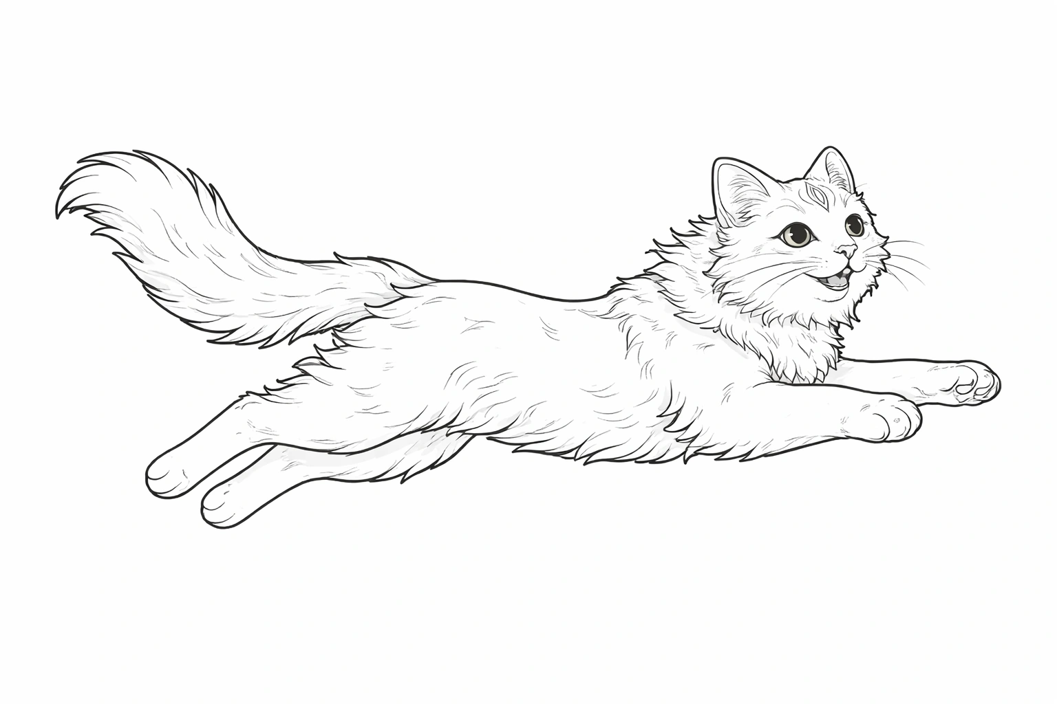 Running Kitten Coloring Page