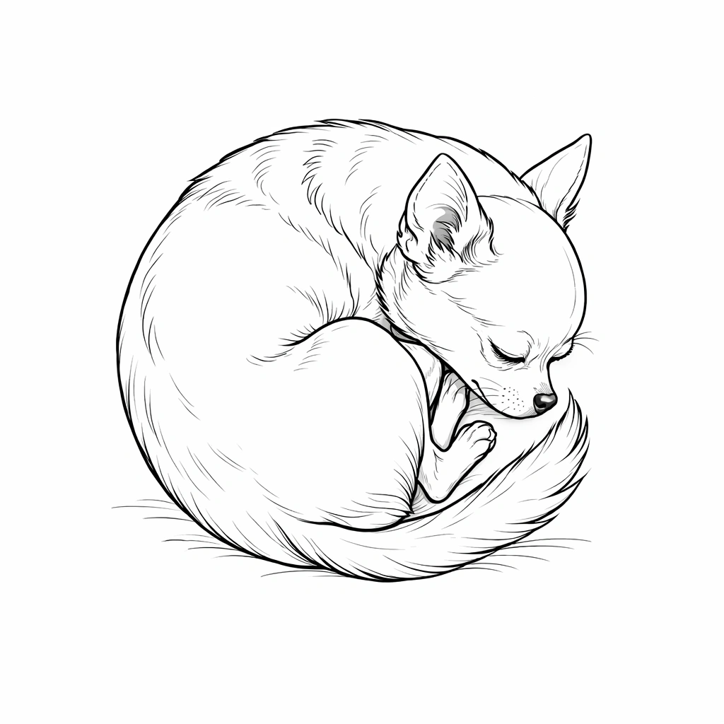 Sleeping Chiuaua Coloring Page